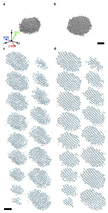 Results of applying the artificial neural network to the atomic structure tomogram of platinum nano-particles measured in the experiment [Photo provided=KAIST] 