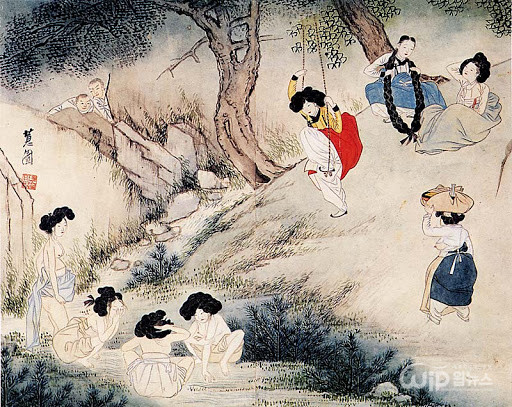 ‘The bathing women’ by Yun-bok Shin [Photo provided = Wikipedia] 
